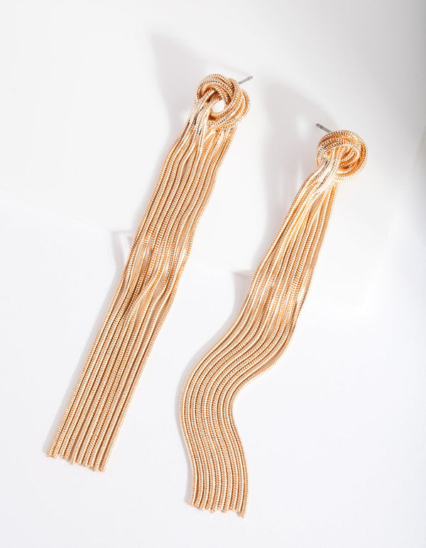 Gouden knoop slangenketting oorbellen