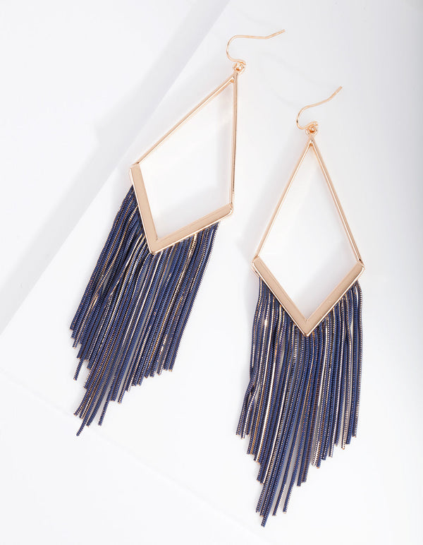 Gold Diamond Shape Snakechain Earrings