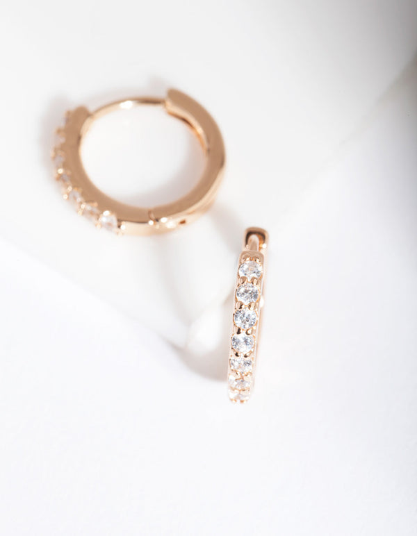 Gold Cubic Zirconia Crystal Huggie Earrings