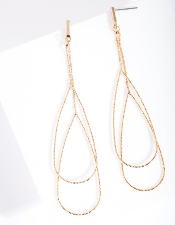 Gold Multi Layer Teardrop Earrings