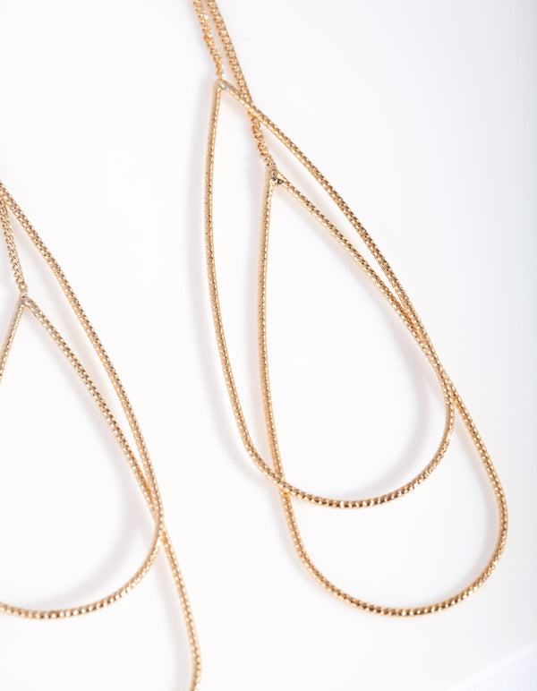 Gold Multi Layer Teardrop Earrings