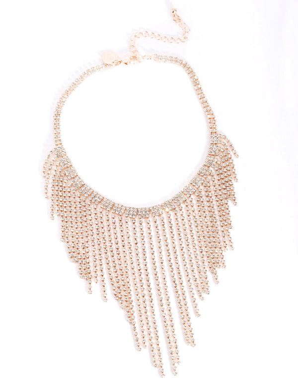 Rose Gold Fringe Choker Necklace