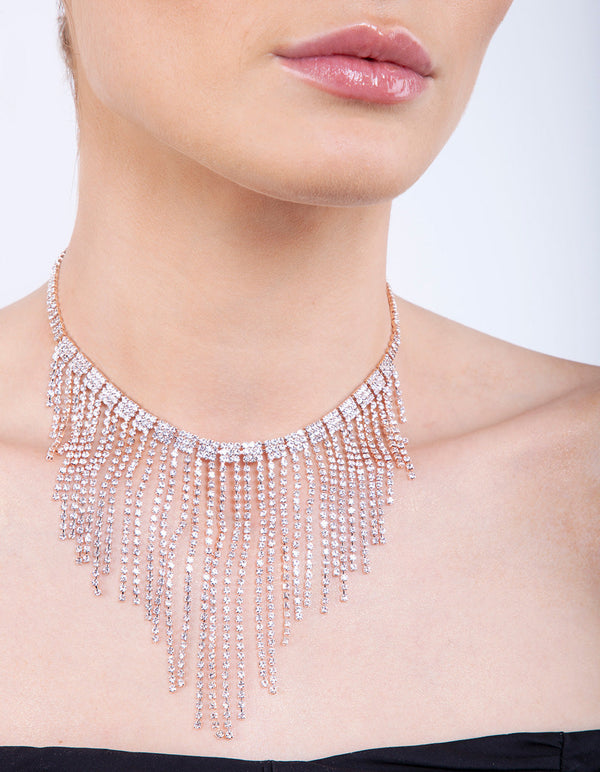 Rose Gold Fringe Choker Necklace