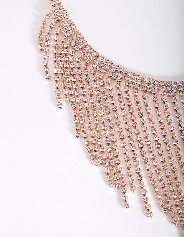 Rose Gold Fringe Choker Necklace