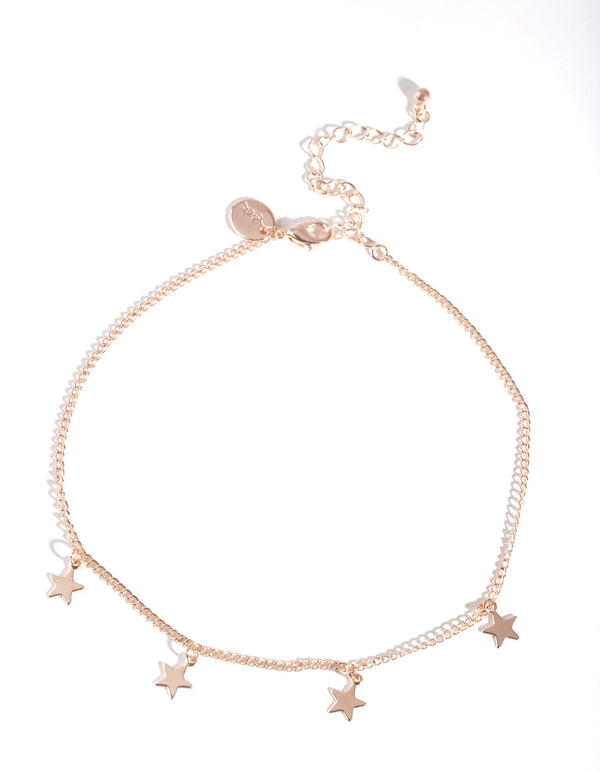 Naszyjnik choker z różowego złota z wieloma gwiazdkami