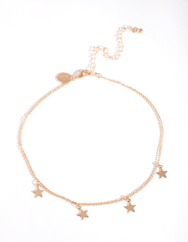 Złoty naszyjnik choker z wieloma gwiazdkami