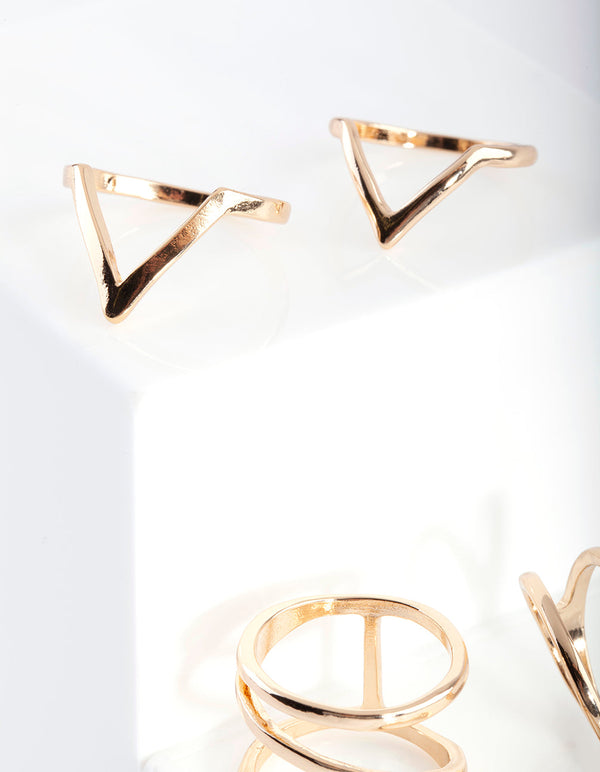 Gold Smooth Band Ring 5 Pack