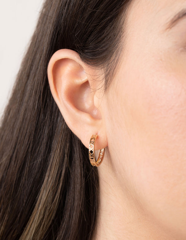Gold Roman Numeral Hoop Earrings