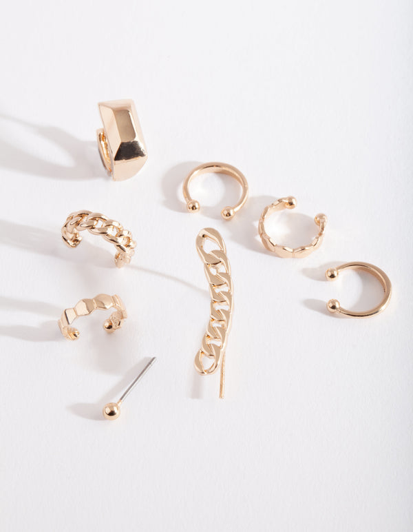 Gold Chain Crawler & Cuff Earring Stack Pack