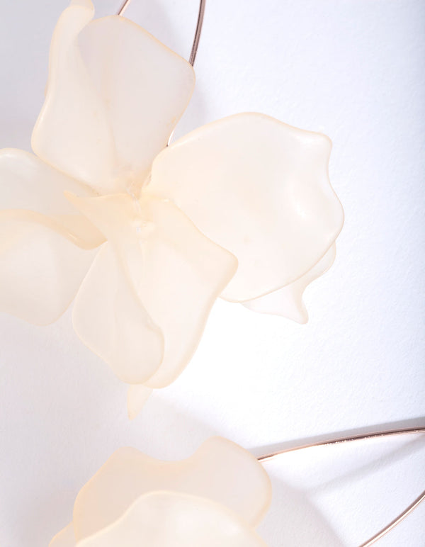 Rose Gold Frosted Flower Drop Earrings