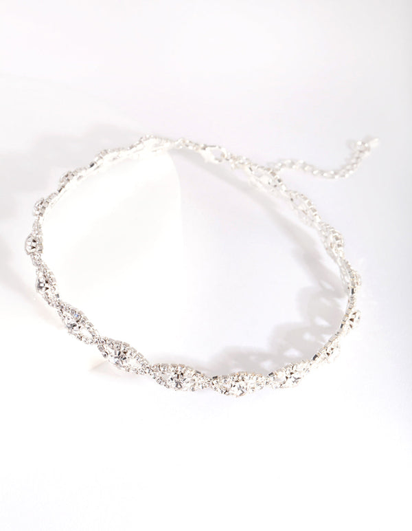 Naszyjnik choker z łańcuszkiem w kształcie oka ze srebra