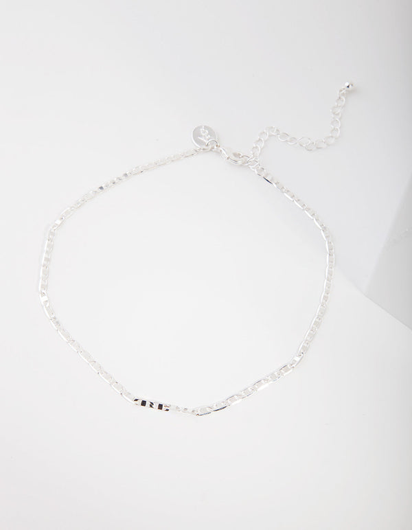 Srebrny naszyjnik choker z płaskim owalnym ogniwem