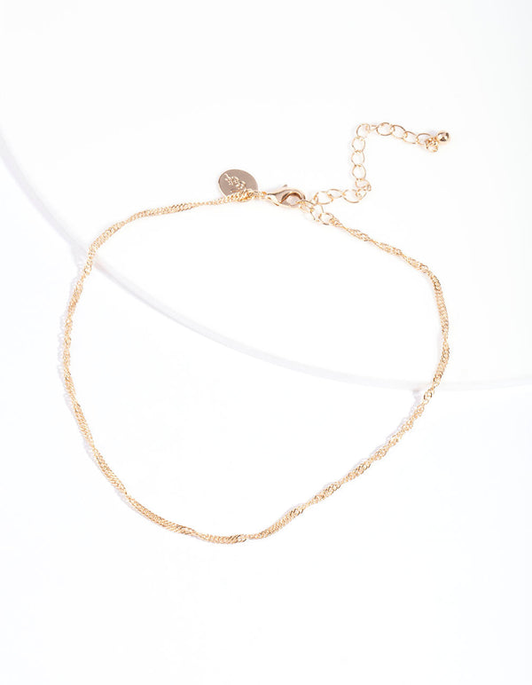 Złoty naszyjnik typu choker z skręconym łańcuszkiem
