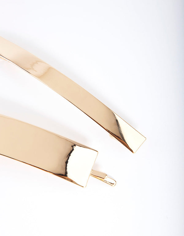 Spinki do włosów Gold Smooth Bar 2 sztuki