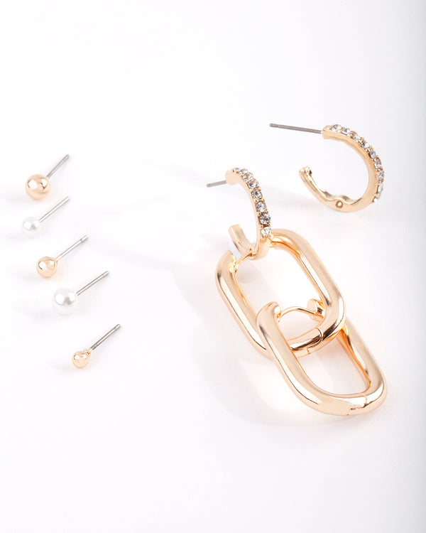 Zestaw kolczyków Gold Wear 3 sposoby noszenia