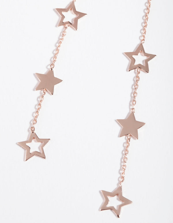 Rose Gold Plated Sterling Silver Star Thread Through Earrings
