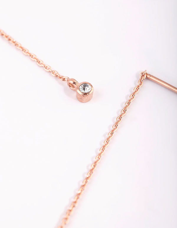 Rose Gold Plated Sterling Silver Thread Through Earrings