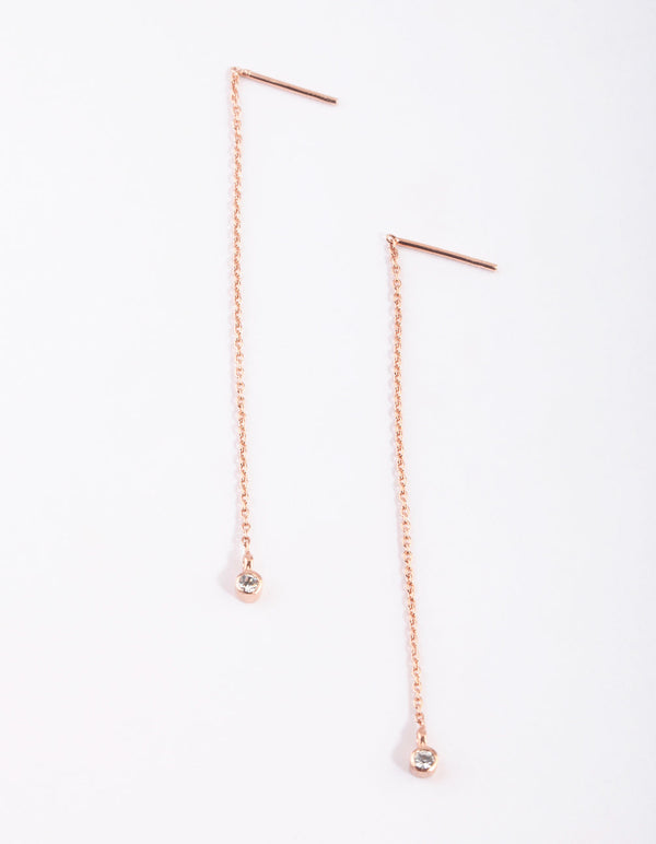 Rose Gold Plated Sterling Silver Thread Through Earrings