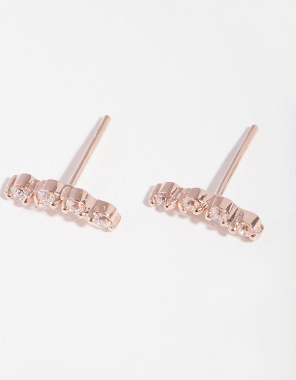 Rose Gold Plated Sterling Silver Cubic Zirconia Crawler Earrings