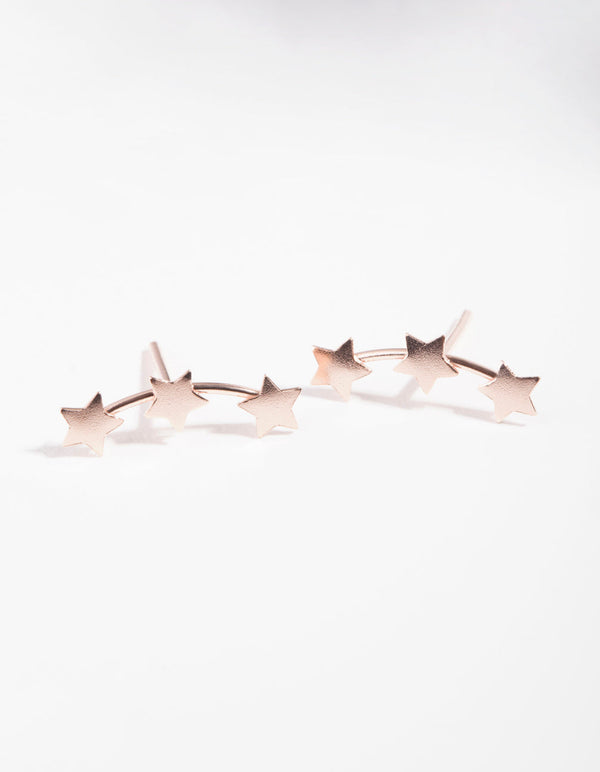 Rose Gold Plated Sterling Silver Star Crawler Earrings