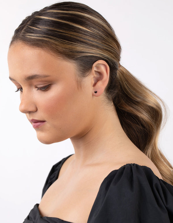 Rose Gold Plated Sterling Silver Cubic Zirconia Heart Stud Earring 3 Pack
