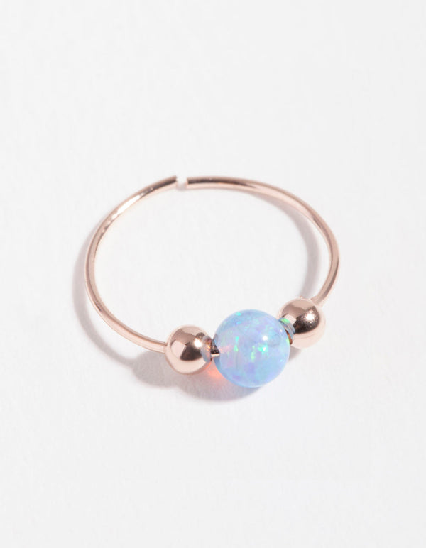 Rose Gold Plated Sterling Silver Synthetic Opal Nose Ring