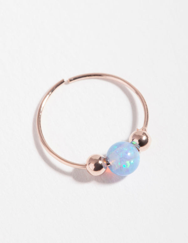 Rose Gold Plated Sterling Silver Synthetic Opal Nose Ring