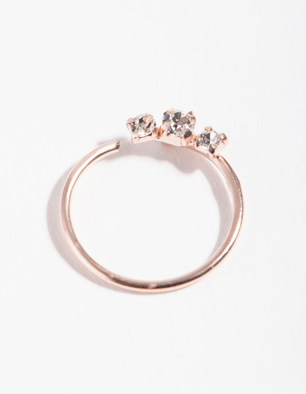 Rose Gold Plated Sterling Silver Diamante Nose Ring