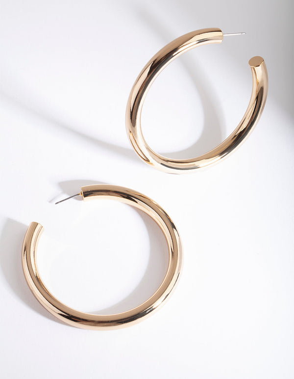 Real Gold Plated Large Open Hoop Earrings