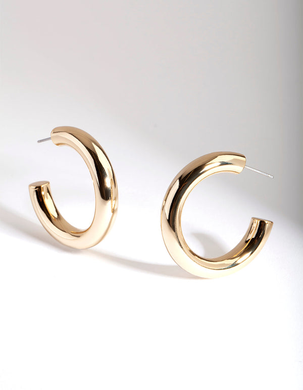 Real Gold Plated Medium Open Hoop Earrings