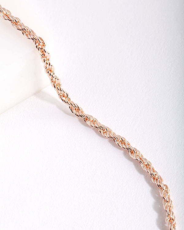 Real Rose Gold Plated 60cm Rope Chain Necklace