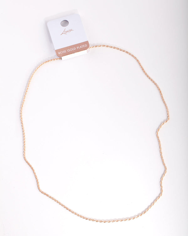 Real Rose Gold Plated 60cm Rope Chain Necklace
