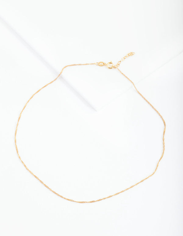 Gold Plated Sterling Silver Singapore Chain 38cm Necklace