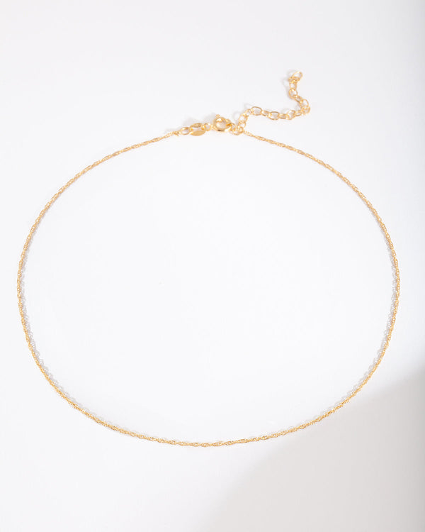 Gold Plated Sterling Silver Singapore Chain Choker Necklace
