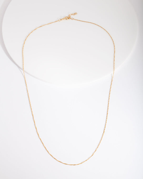 Gold Plated Sterling Silver Singapore Chain 60cm Necklace
