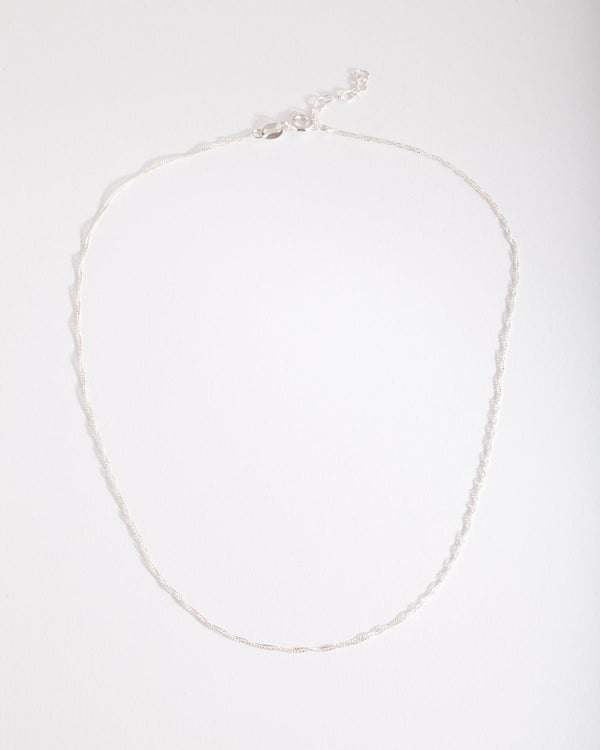 Sterling Silver Singapore Chain 38cm Necklace
