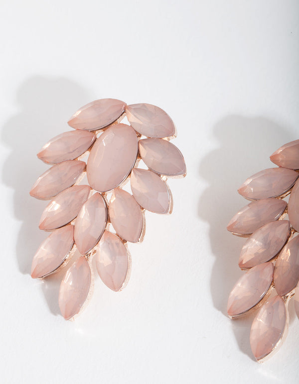 Rose Gold Jewel Leaf Earrings