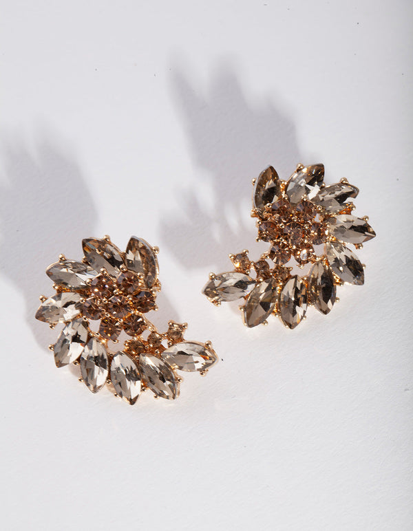 Gold Twist Flower Stud Earrings