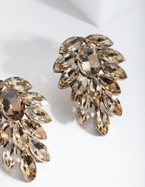 Antique Gold Jewel Leaf Earrings