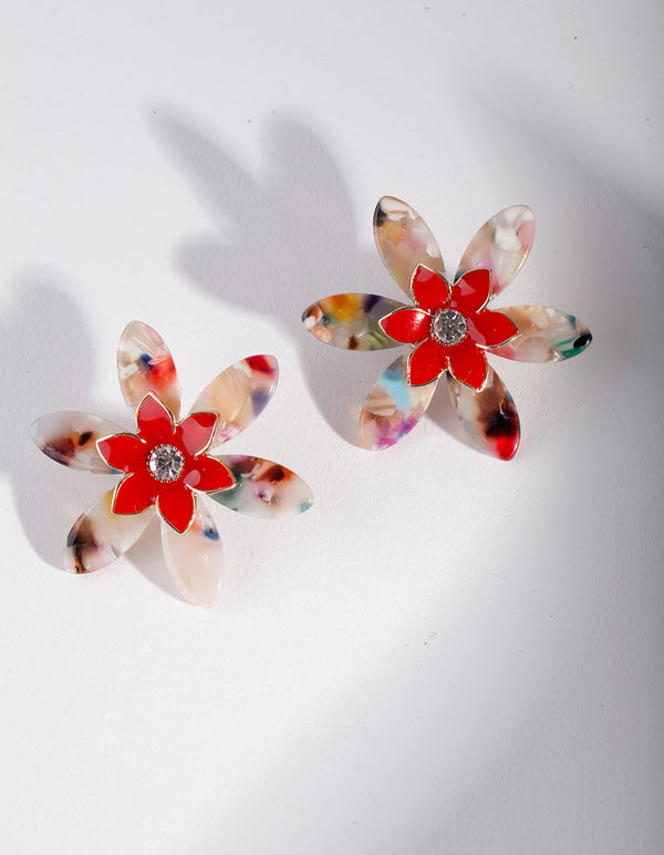 Oorbellen met veelkleurige bloemen