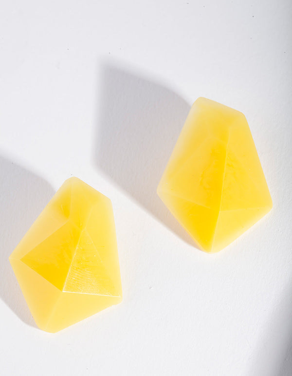 Yellow Geometric Shape Stud Earrings