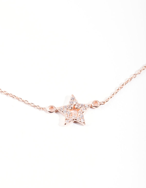 Bransoletka z gwiazdą z różowego złota ze srebra próby 925 z cyrkoniami sześciennymi
