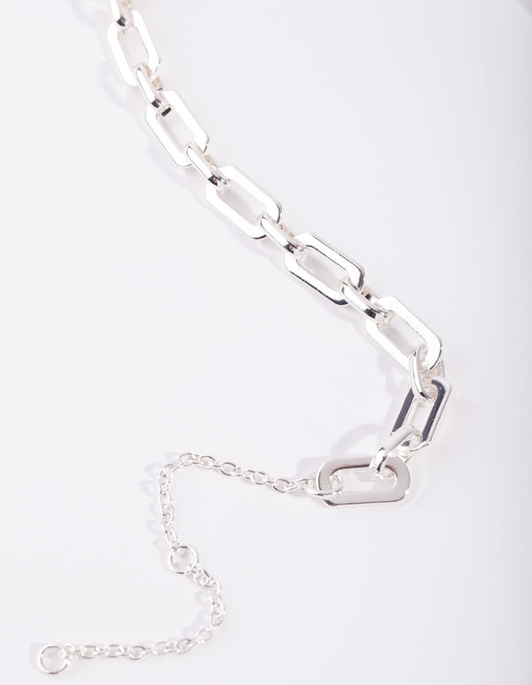 Real Silver Rectangle Chain Bracelet