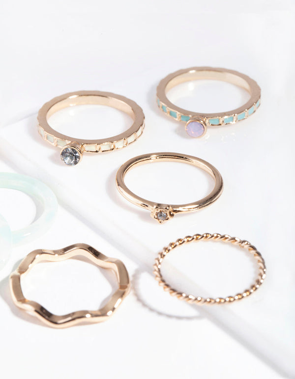 Pastel Gold Acrylic Marble Ring Pack