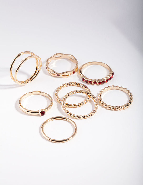 Gold Red Textured Finish Ring Pack