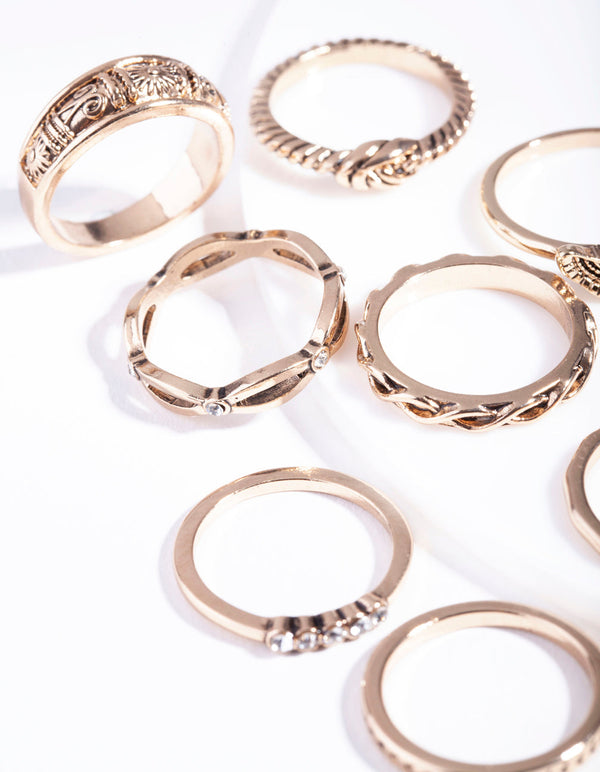 Antique Gold Symbol Ring Pack