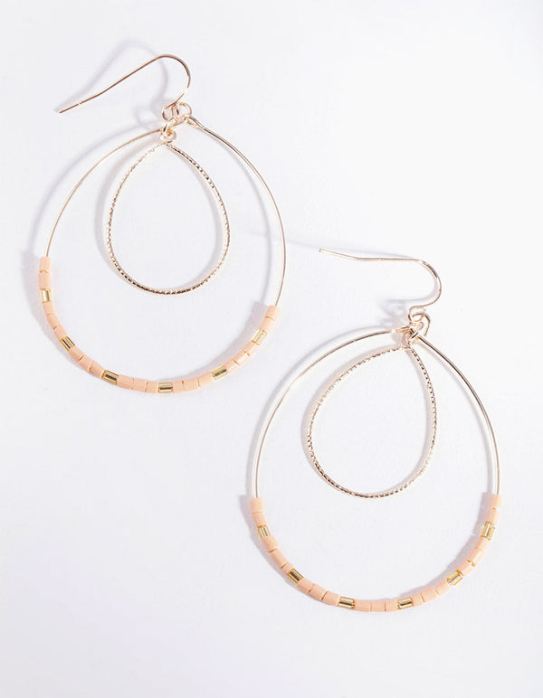 Rose Gold Thin Double Teardrop Earrings