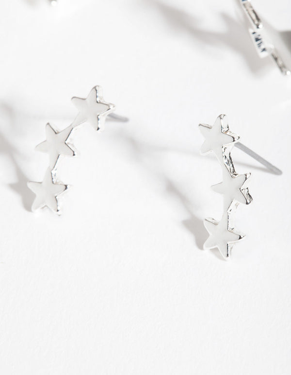 Silver Multi Star Earring 2 Pack