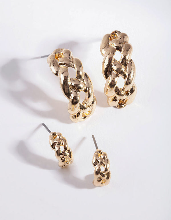 Gold Knotted Rope Earring 2 Pack