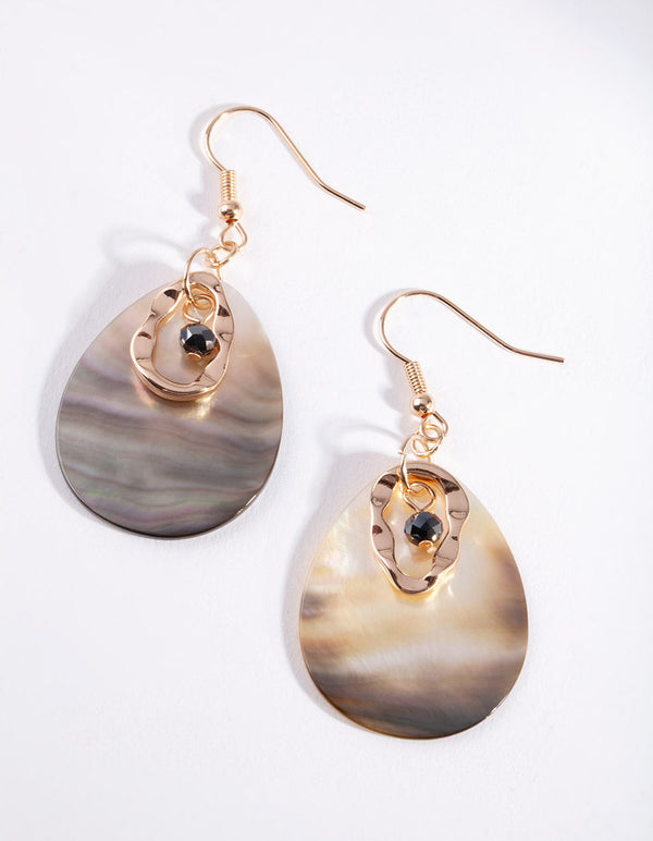 Grey Gold Oyster Shell Earrings